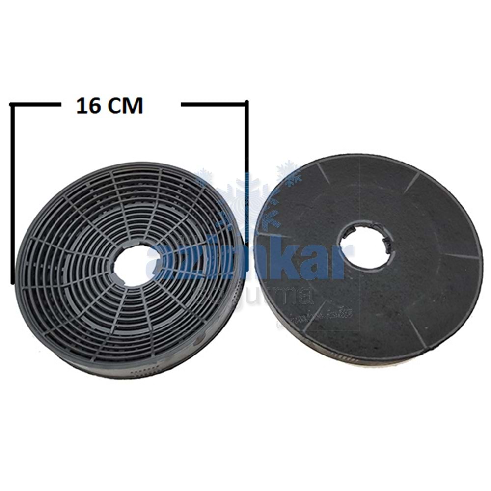 ASPRATÖR KARBON KÖMÜRLÜ FİLİTRE ORTA BOY 16 CM ÇİFT