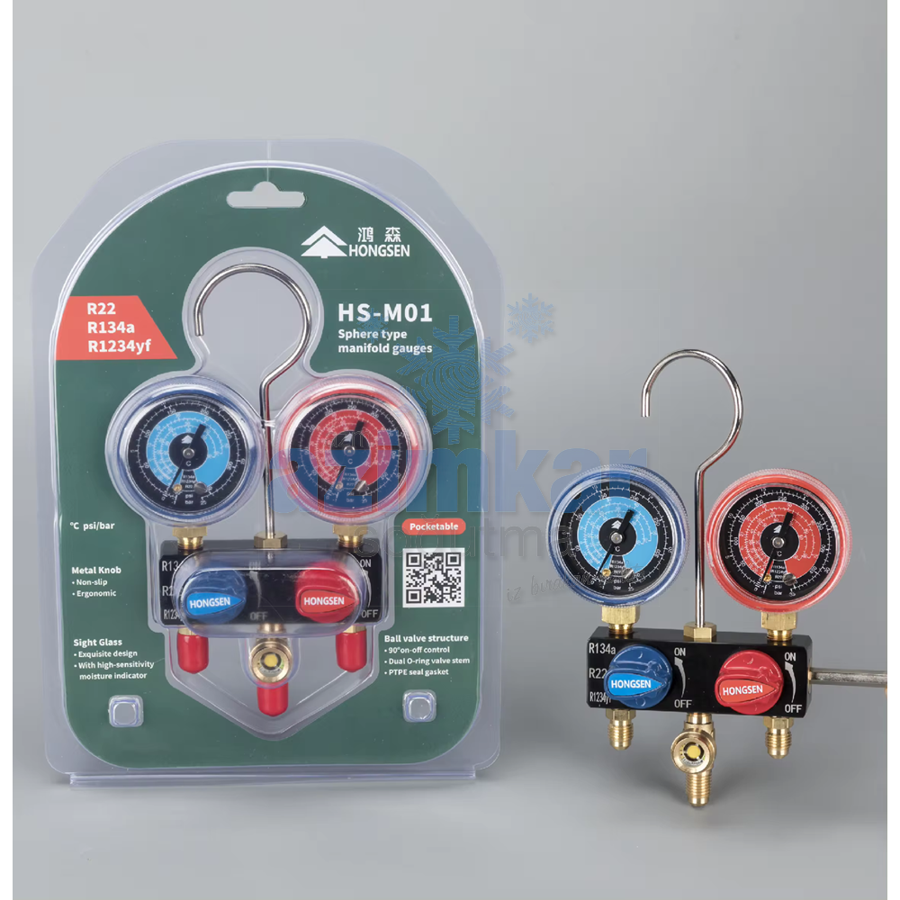 HONGSEN HS-M01 MANİFOLD R22/R134/R1234Yf HORTUMSUZ KUTUSUZ
