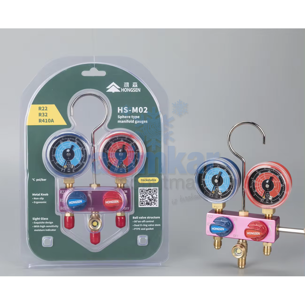 HONGSEN HS-M02 MANİFOLD R22/R32/R410 HORTUMSUZ KUTUSUZ