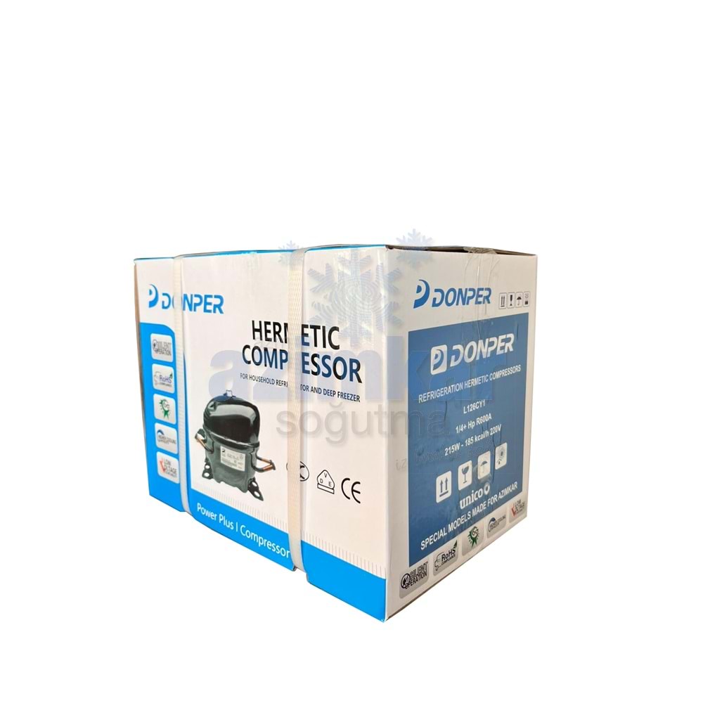 DONPER SU126CY1 1/4+ HP 185KCAL 216W R600A KOMPRESÖR