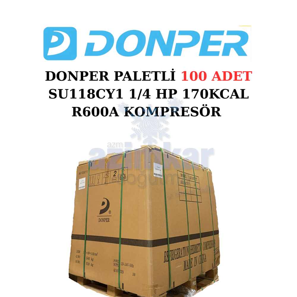DONPER PALETLİ 100 ADET SU118CY1 1/4 HP 170KCAL R600A KOMPRESÖR