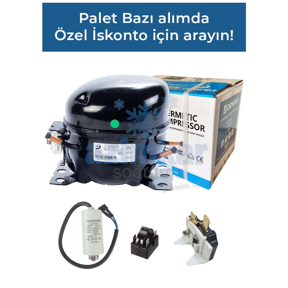 DONPER S72CZ1 (L72CZ1) 1/4 HP 170KCAL 195W R134A KOMPRESÖR