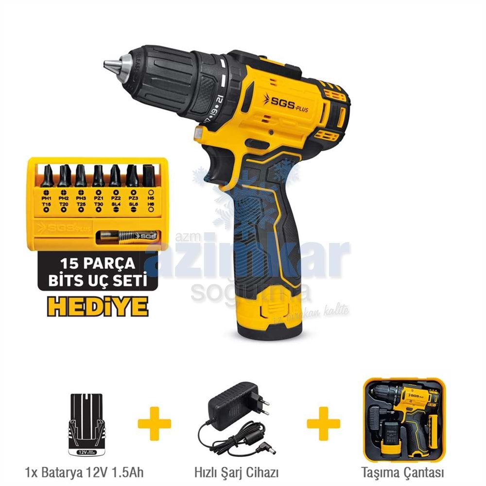 SGS 5147 AKÜLÜ VİDALAMA SETİ 12 VOLT (1*1.5 Ah) (BİTS UÇ SETİ)