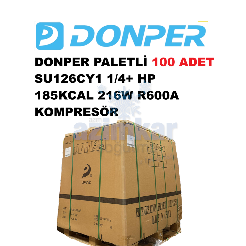 DONPER PALETLİ 100 ADET SU126CY1 1/4+ HP 185KCAL 216W R600A KOMPRESÖR
