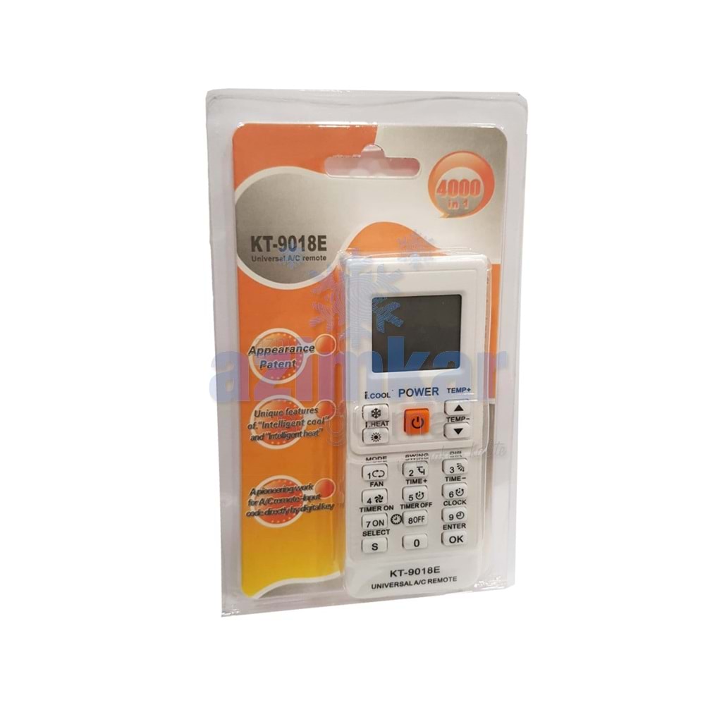 KLİMA KUMANDA KT-9018E AKILLI 4.000 KOD