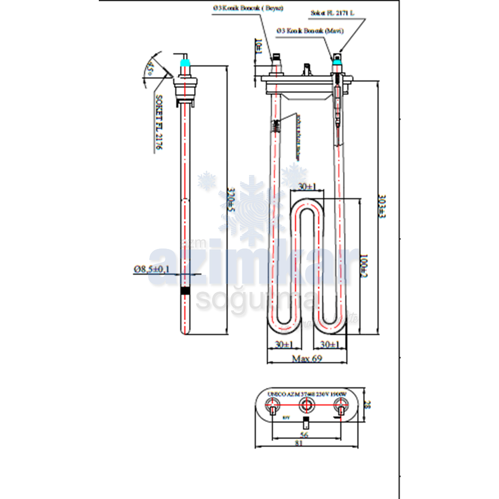REZİSTANS ARÇELİK 2600 OÇM 20366 2000W 230V