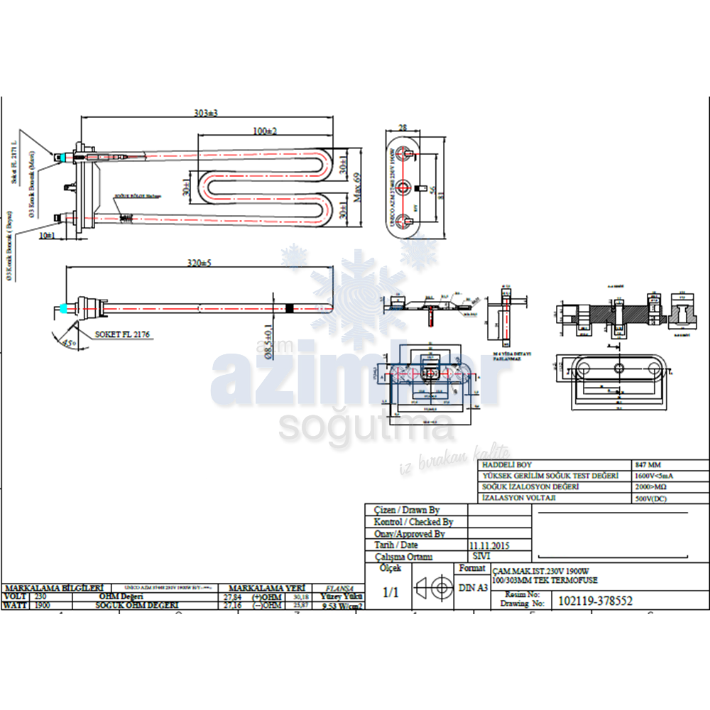 REZİSTANS ARÇELİK 2600 OÇM 20366 2000W 230V
