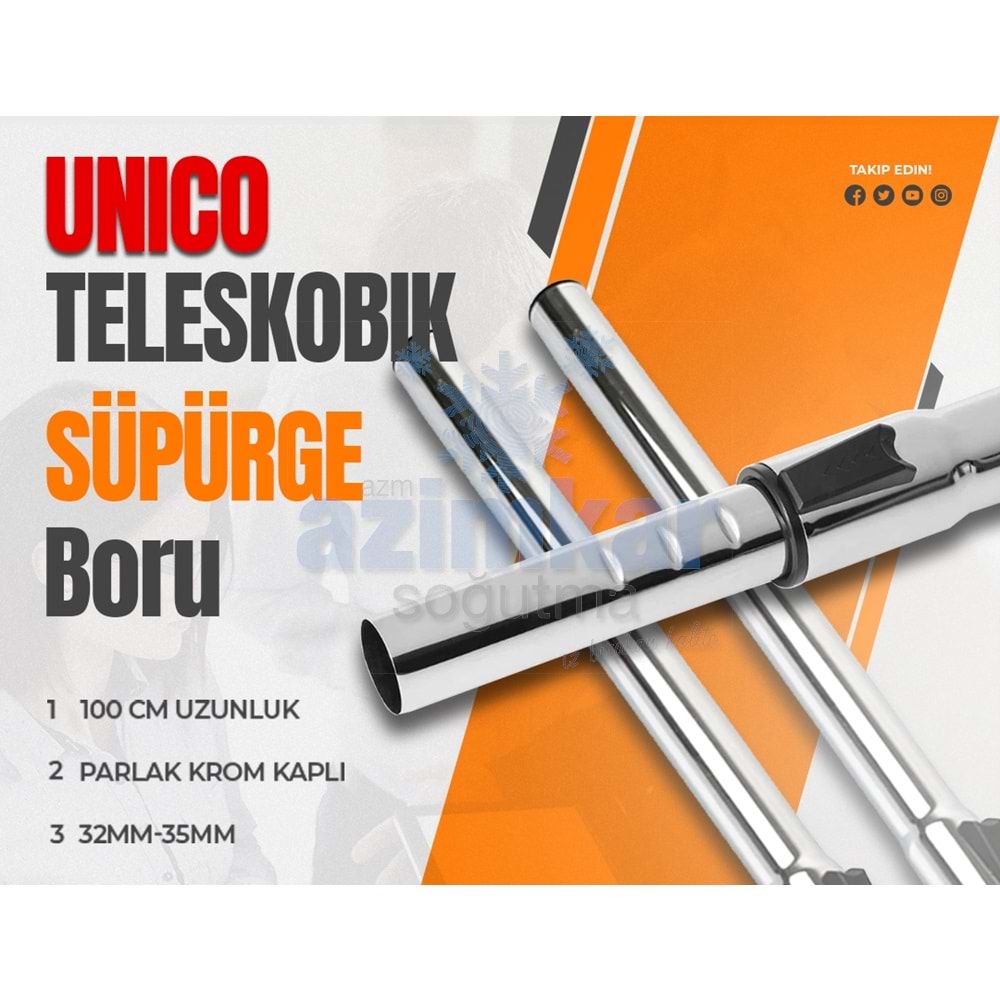 UNİCO TELESKOBİK SÜPÜRGE BORUSU METAL 35 MM 100 CM