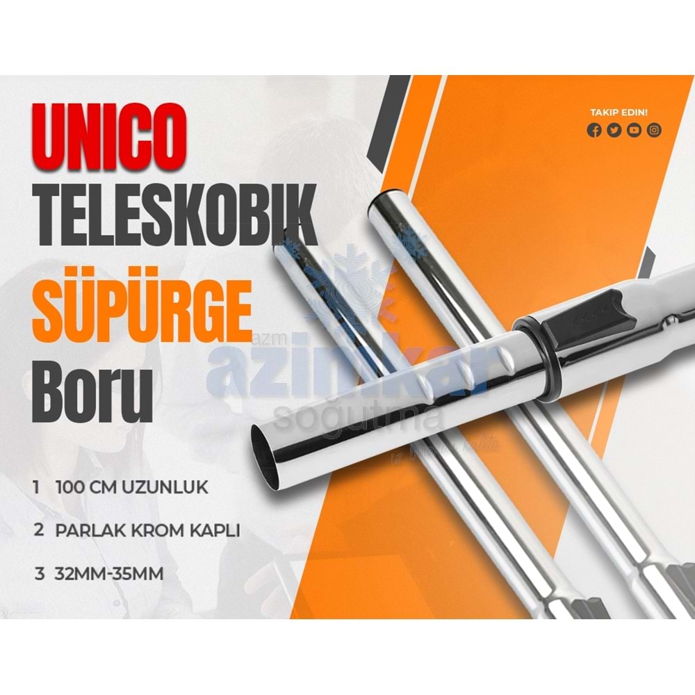 UNİCO TELESKOBİK SÜPÜRGE BORUSU METAL 32 MM 100 CM