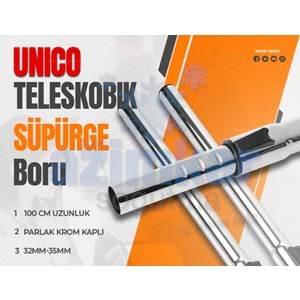 UNİCO TELESKOBİK SÜPÜRGE BORUSU METAL 35 MM 100 CM