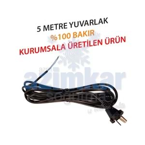 SÜPÜRGE KABLOSU YUVARLAK 5 MT 2X0,75mm 1NCİ KALİTE BAKIR
