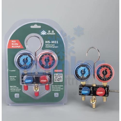 HONGSEN HS-M01 MANİFOLD R22/R134/R1234Yf HORTUMSUZ KUTUSUZ