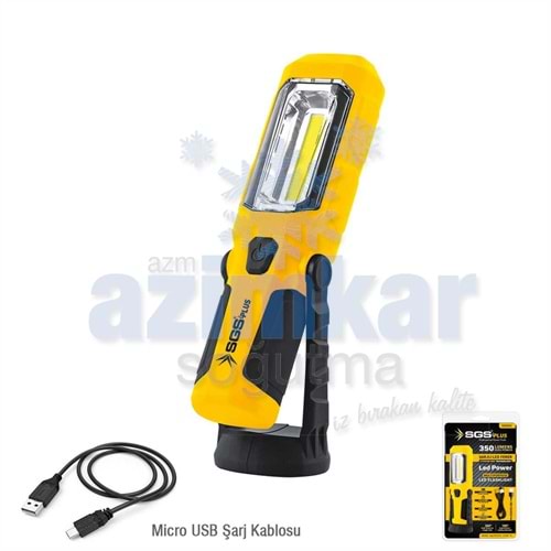 SGS 5054 ŞARJLI LED FENER 350 LÜMEN 3.7V / 1200 mAh