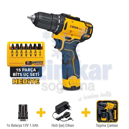 SGS 5147 AKÜLÜ VİDALAMA SETİ 12 VOLT (1*1.5 Ah) (BİTS UÇ SETİ)
