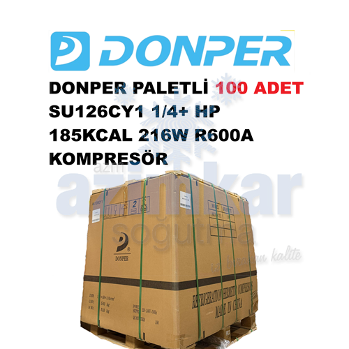 DONPER PALETLİ 100 ADET SU126CY1 1/4+ HP 185KCAL 216W R600A KOMPRESÖR